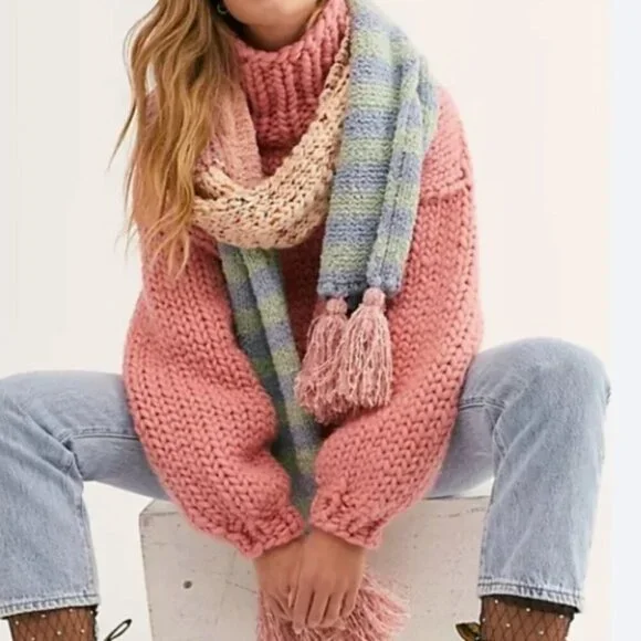 New Free People Nova Strip Tassel Scarf - Picture 2 of 4